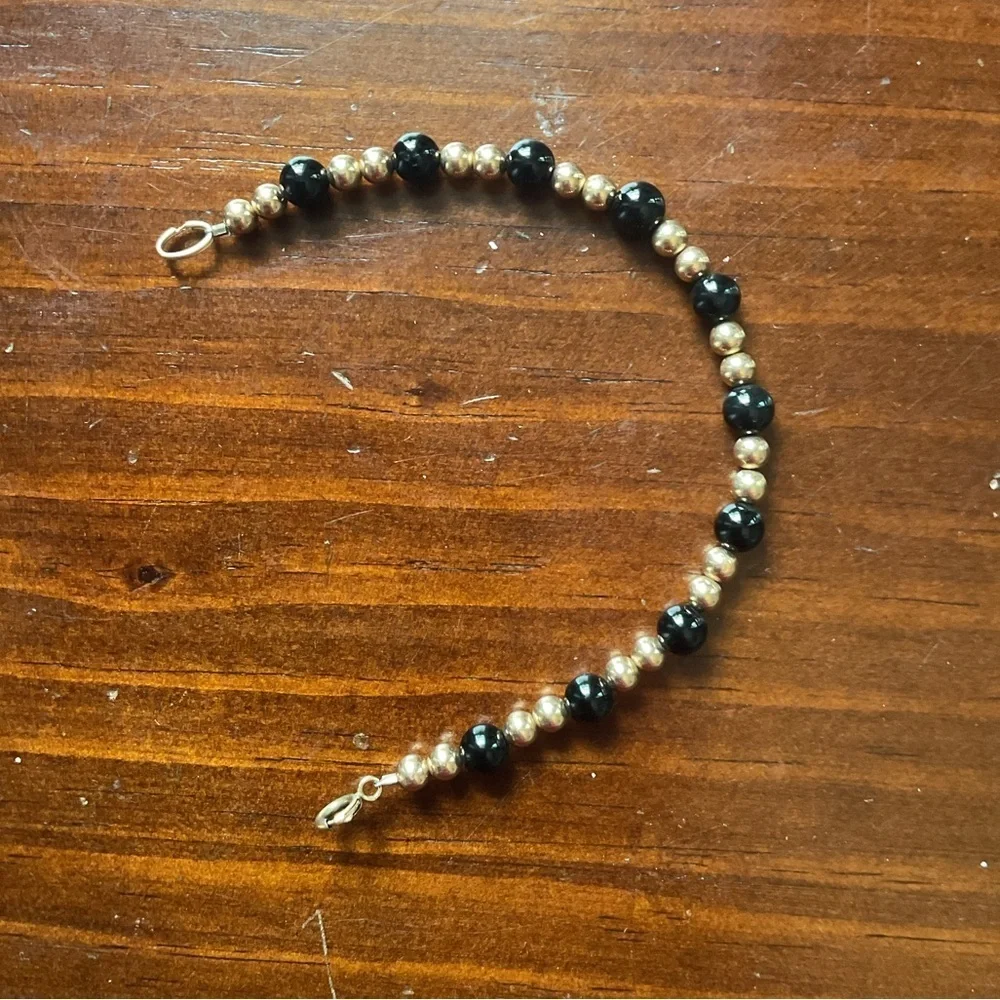 Gold Filled Black Onyx Fine Estate Jewelry Bracelet